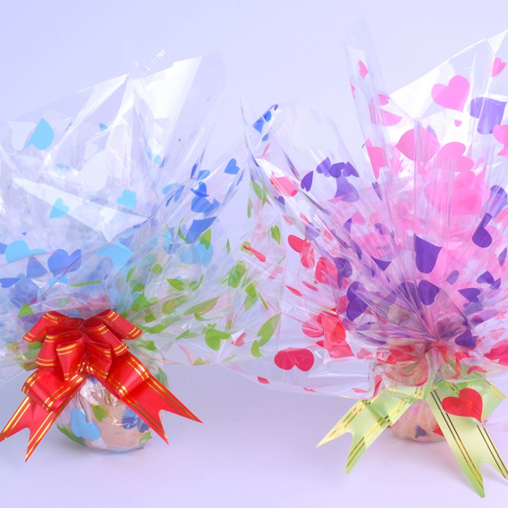 Flower gift packaging paper OPP printed small peach heart