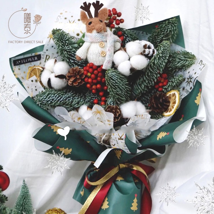 Christmas Gift Flowers Kraft Paper Packaging Paper - Christmas Packaging Paper