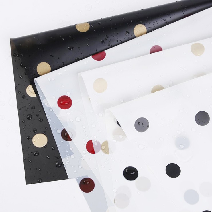 Fashionable and minimalist waterproof flower packaging paper Polka dot jelly film