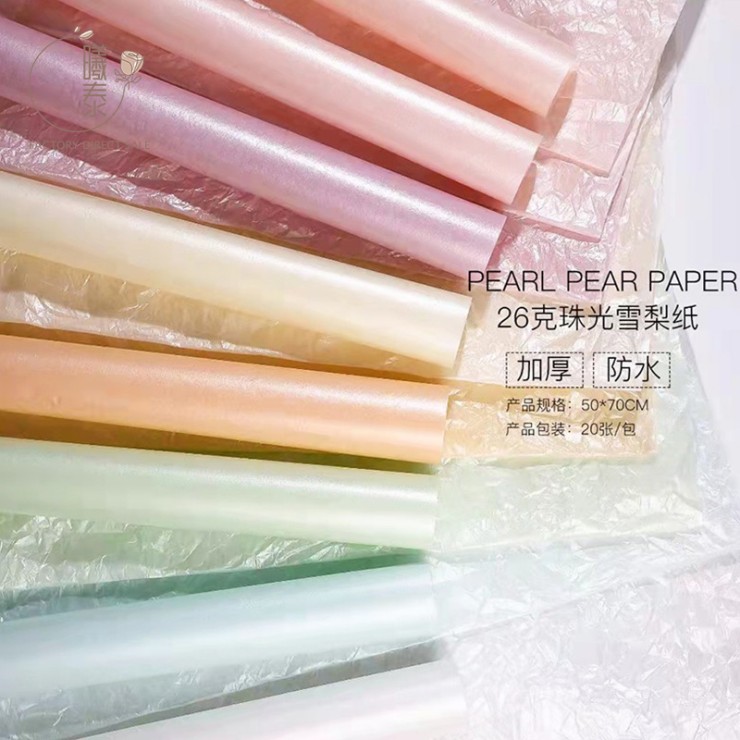 	Flower wrapping paper - pearly snow pear paper