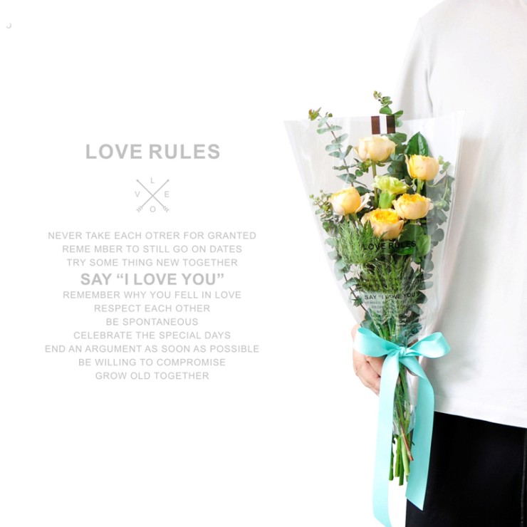 Literary and fashionable flower packaging sleeve LOVE RULES